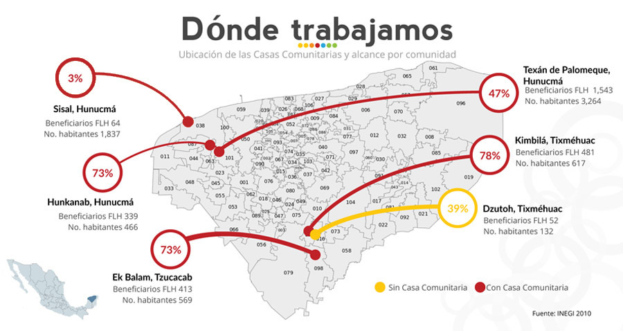 Donde Trabajamos - Mapa de Ubicación de Casas Comunitarias - Fundación Legorreta Hernández