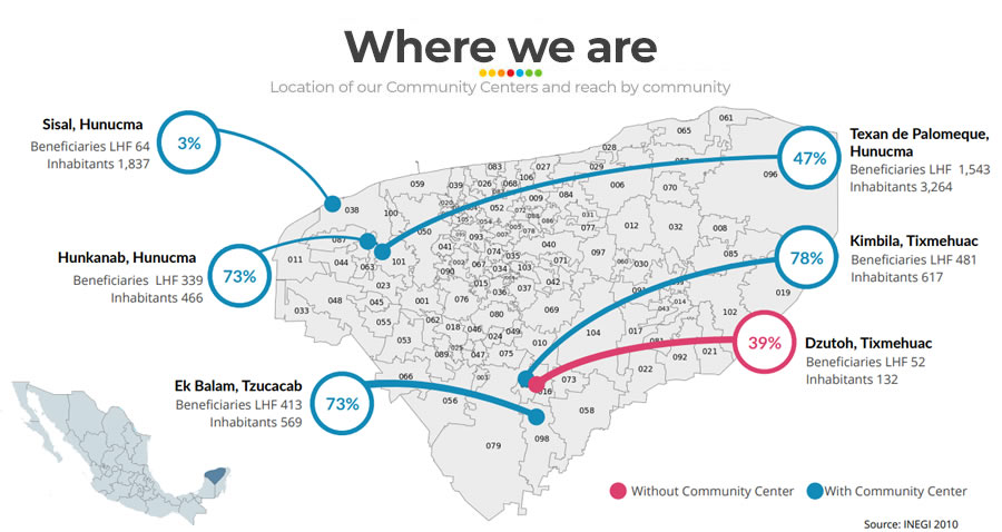 Where We Are - Map of Locations of Community Centers - Fundación Legorreta Hernández